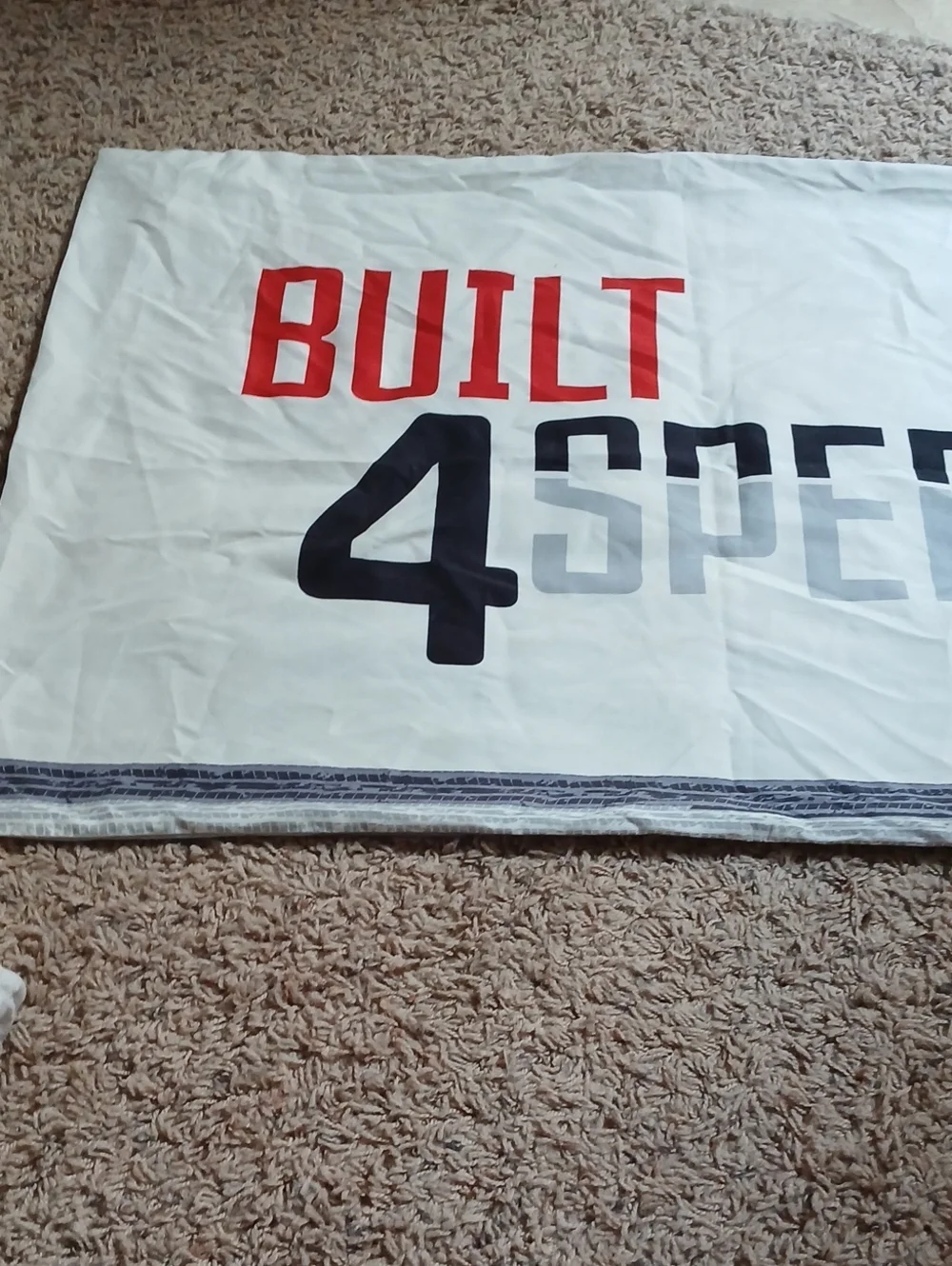 Disney White Pillowcase with Red & Black 'Built 4 Speed' Graphic